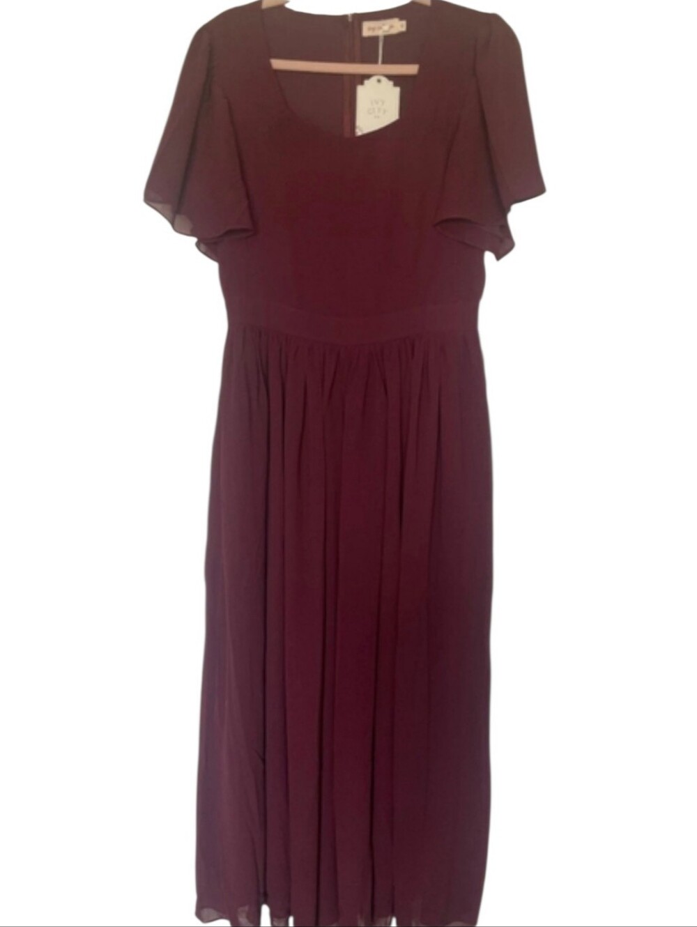 NWT Ivy City Size 12 Abbie Dress Wine Chiffon